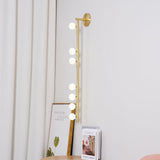 Modern Brass Wall Sconce with Blown Glass Droplets Vertical Tube LED Vanity Light