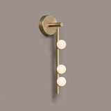 Modern Brass Wall Sconce with Blown Glass Droplets Vertical Tube LED Vanity Light