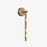Modern Brass Wall Sconce with Blown Glass Droplets Vertical Tube LED Vanity Light