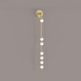Modern Brass Wall Sconce with Blown Glass Droplets Vertical Tube LED Vanity Light