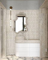 Modern Brass Wall Sconce with Blown Glass Droplets Vertical Tube LED Vanity Light