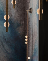 Modern Brass Wall Sconce with Blown Glass Droplets Vertical Tube LED Vanity Light