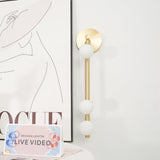 Modern Brass Wall Sconce with Blown Glass Droplets Vertical Tube LED Vanity Light