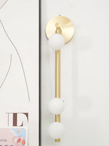 Modern Brass Wall Sconce with Blown Glass Droplets Vertical Tube LED Vanity Light