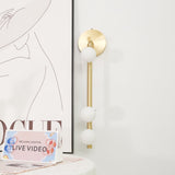 Modern Brass Wall Sconce with Blown Glass Droplets Vertical Tube LED Vanity Light