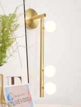 Modern Brass Wall Sconce with Blown Glass Droplets Vertical Tube LED Vanity Light