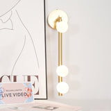 Modern Brass Wall Sconce with Blown Glass Droplets Vertical Tube LED Vanity Light