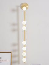 Modern Brass Wall Sconce with Blown Glass Droplets Vertical Tube LED Vanity Light