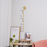 Modern Brass Wall Sconce with Blown Glass Droplets Vertical Tube LED Vanity Light