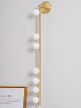 Modern Brass Wall Sconce with Blown Glass Droplets Vertical Tube LED Vanity Light