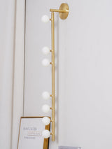 Modern Brass Wall Sconce with Blown Glass Droplets Vertical Tube LED Vanity Light