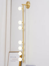 Modern Brass Wall Sconce with Blown Glass Droplets Vertical Tube LED Vanity Light