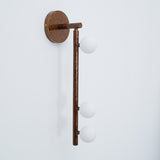 Modern Brass Wall Sconce with Blown Glass Droplets Vertical Tube LED Vanity Light