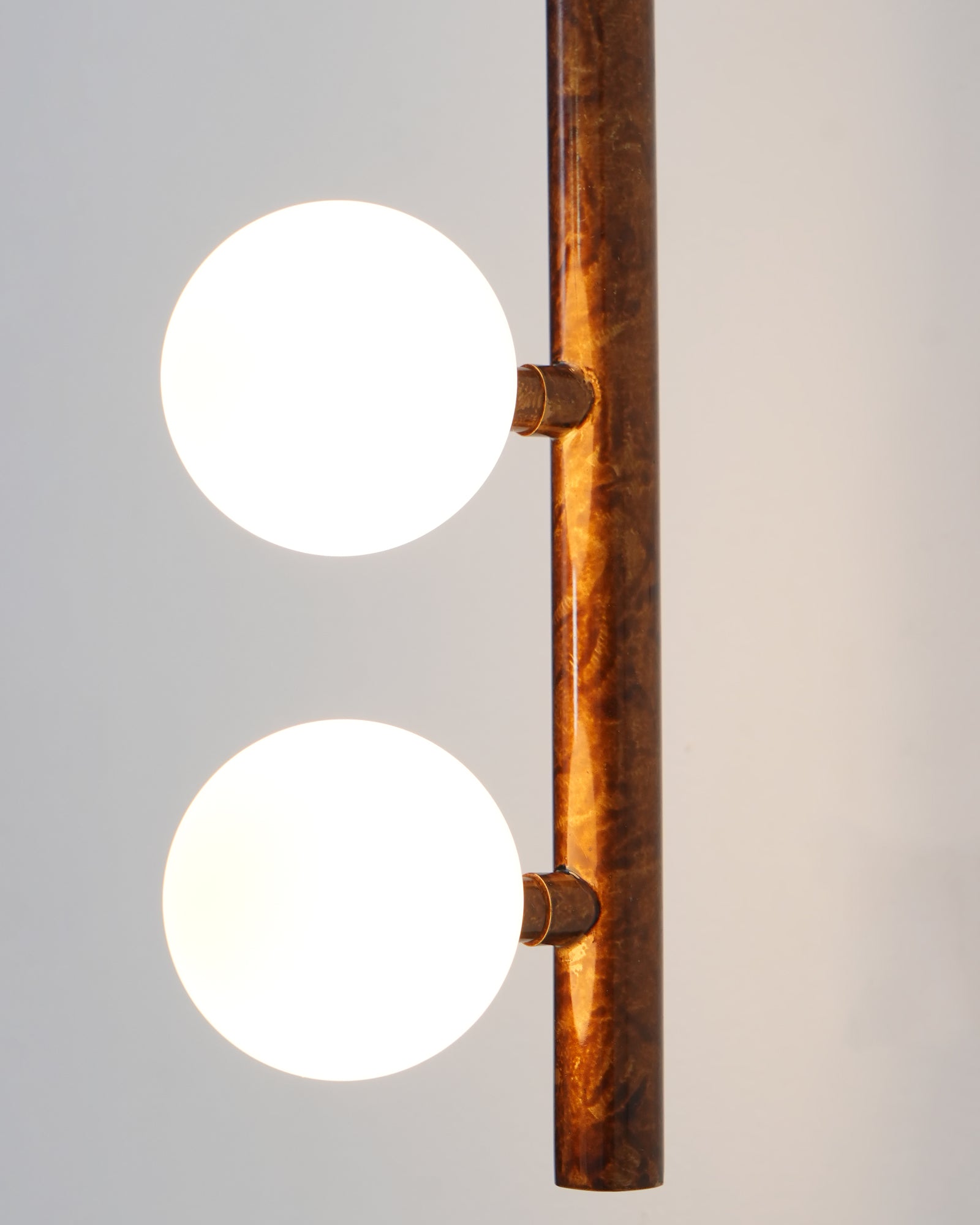 Modern Brass Wall Sconce with Blown Glass Droplets Vertical Tube LED Vanity Light