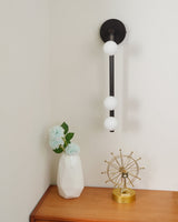 Modern Brass Wall Sconce with Blown Glass Droplets Vertical Tube LED Vanity Light