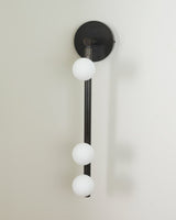 Modern Brass Wall Sconce with Blown Glass Droplets Vertical Tube LED Vanity Light