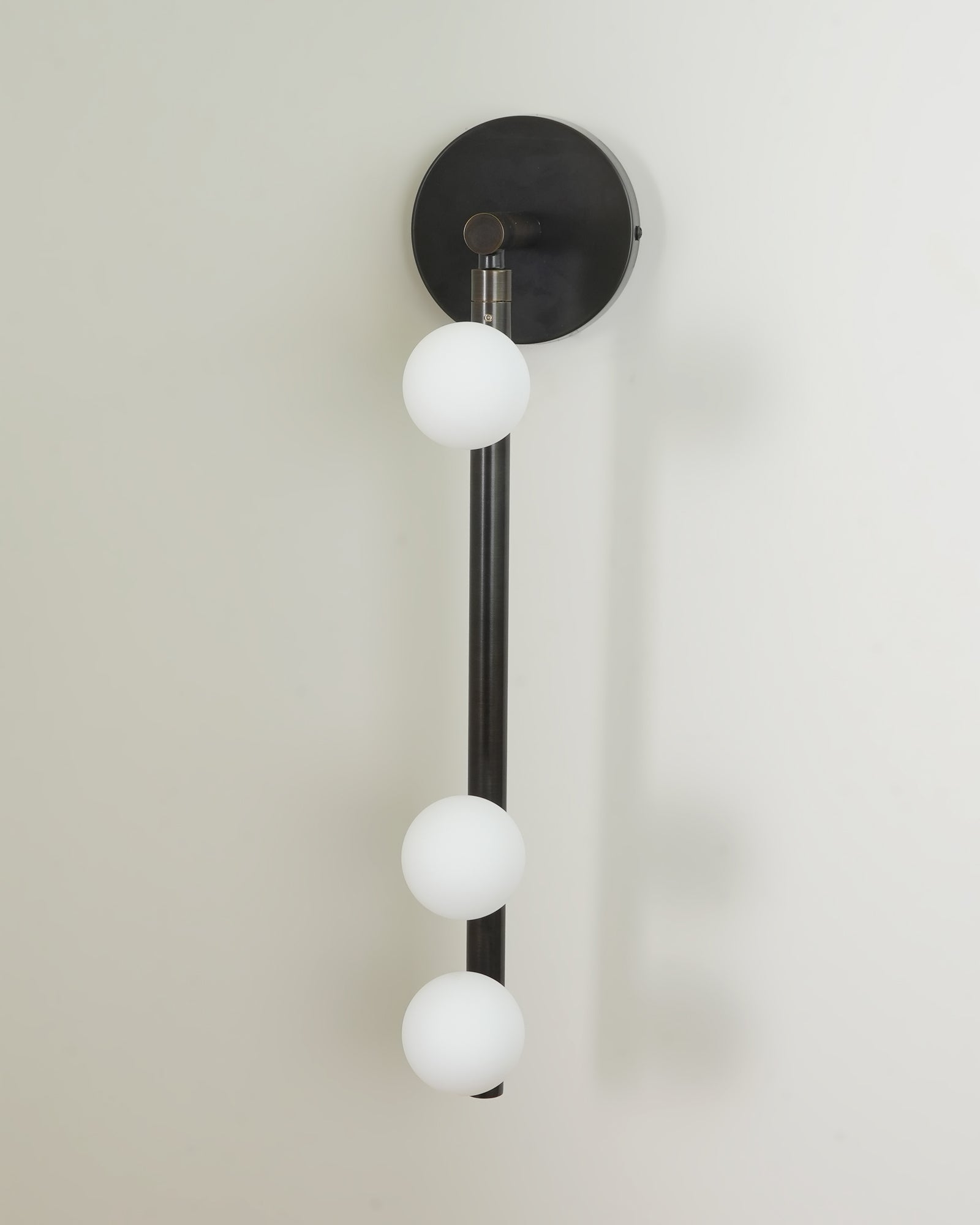 Modern Brass Wall Sconce with Blown Glass Droplets Vertical Tube LED Vanity Light