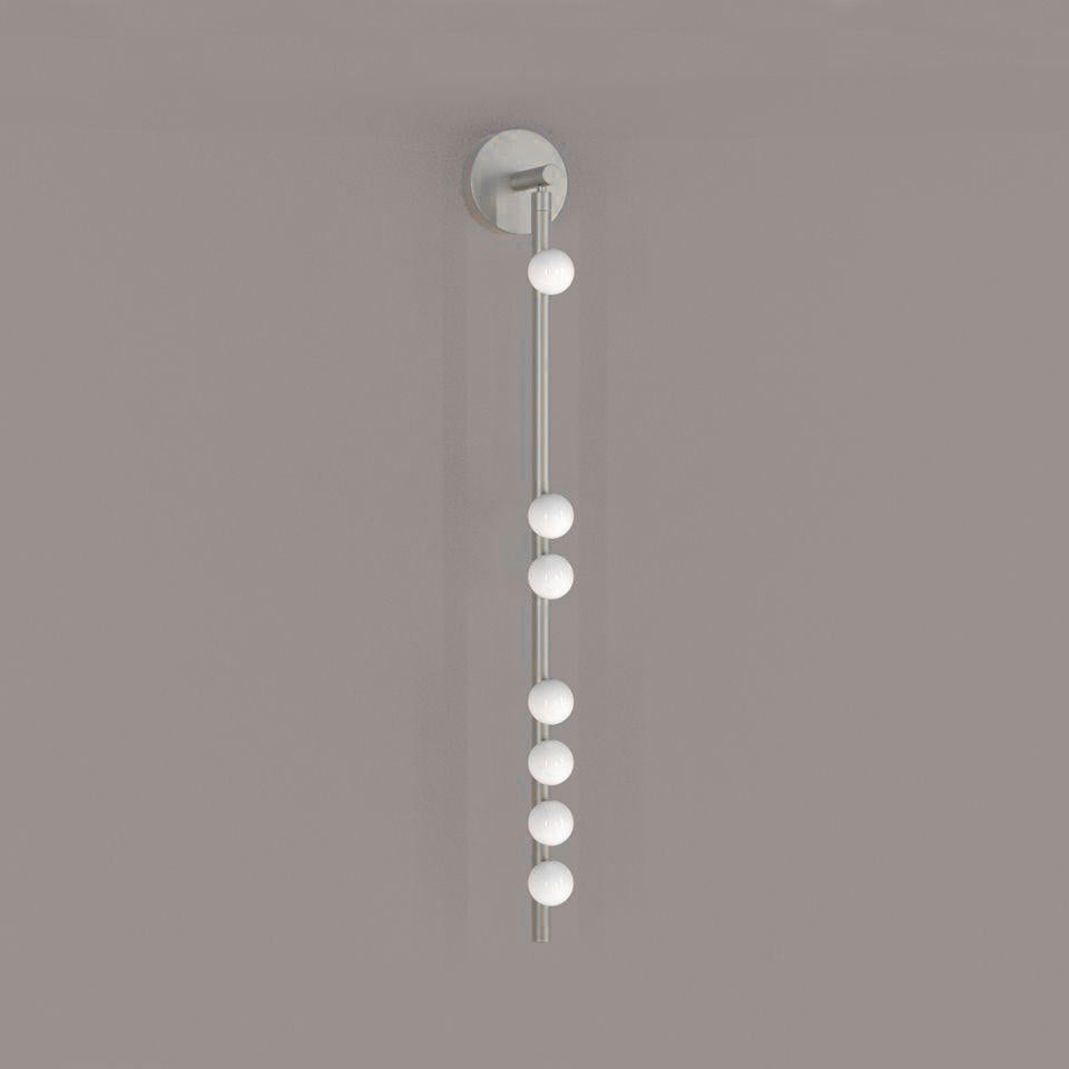 Modern Brass Wall Sconce with Blown Glass Droplets Vertical Tube LED Vanity Light