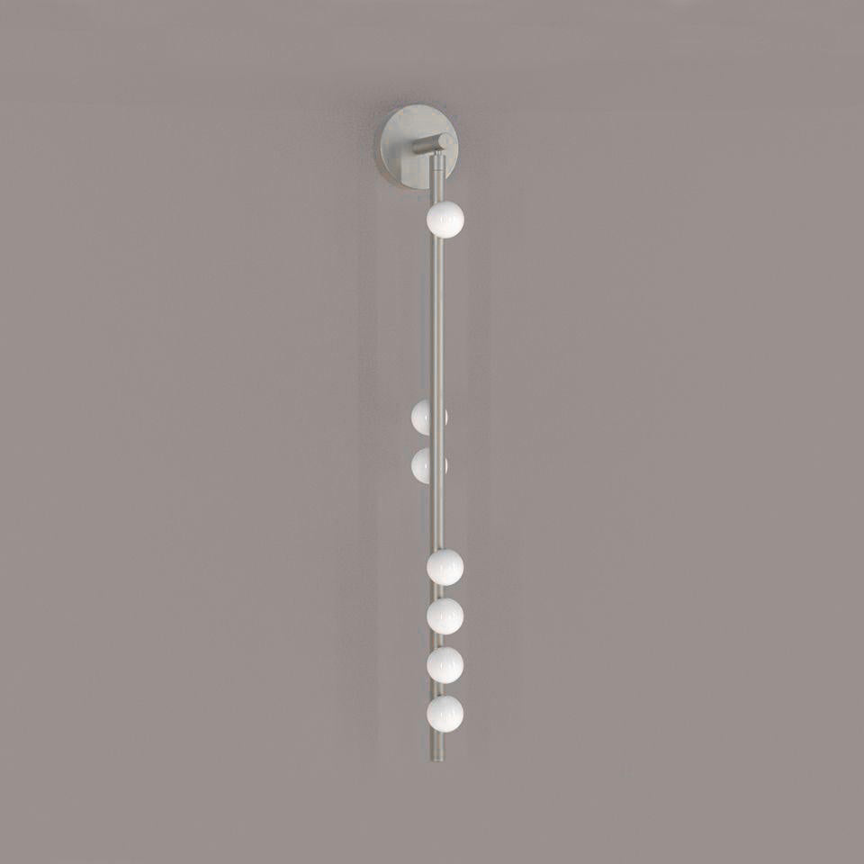 Modern Brass Wall Sconce with Blown Glass Droplets Vertical Tube LED Vanity Light