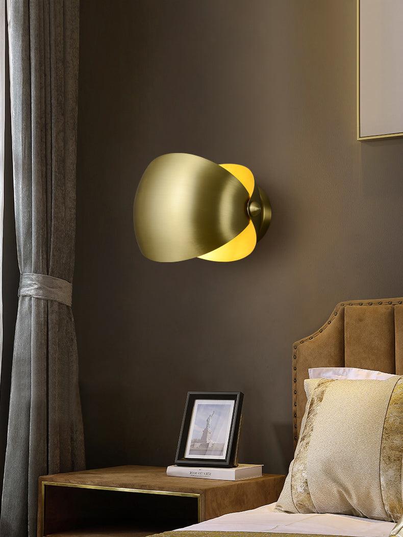 Modern Brass Wall Sconce with Dual Adjustable Hemispherical Shades Set of 2 Indoor Lighting Fixture
