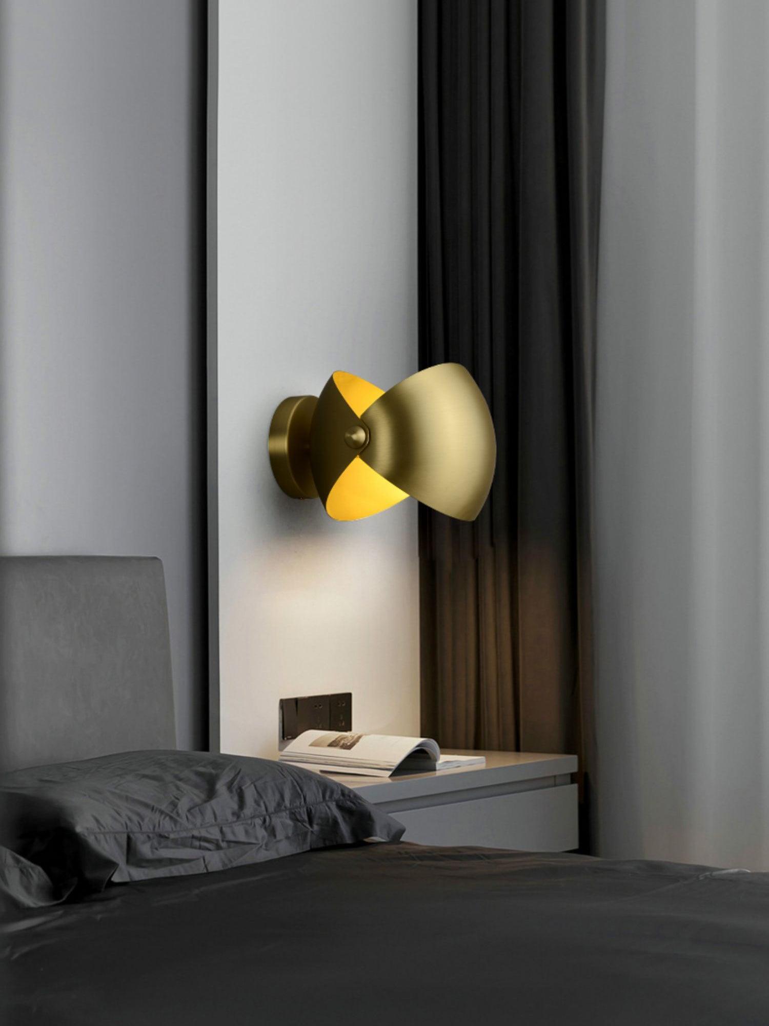 Modern Brass Wall Sconce with Dual Adjustable Hemispherical Shades Set of 2 Indoor Lighting Fixture