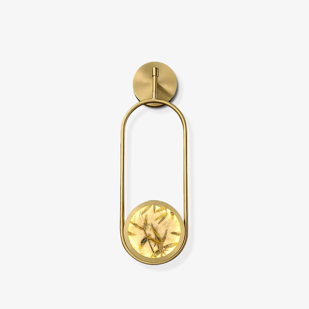 Modern Brass Wall Sconce with Enamel Stained Glass Disc and Integrated LED Lighting
