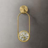 Modern Brass Wall Sconce with Enamel Stained Glass Disc and Integrated LED Lighting