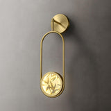 Modern Brass Wall Sconce with Enamel Stained Glass Disc and Integrated LED Lighting