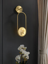 Modern Brass Wall Sconce with Enamel Stained Glass Disc and Integrated LED Lighting
