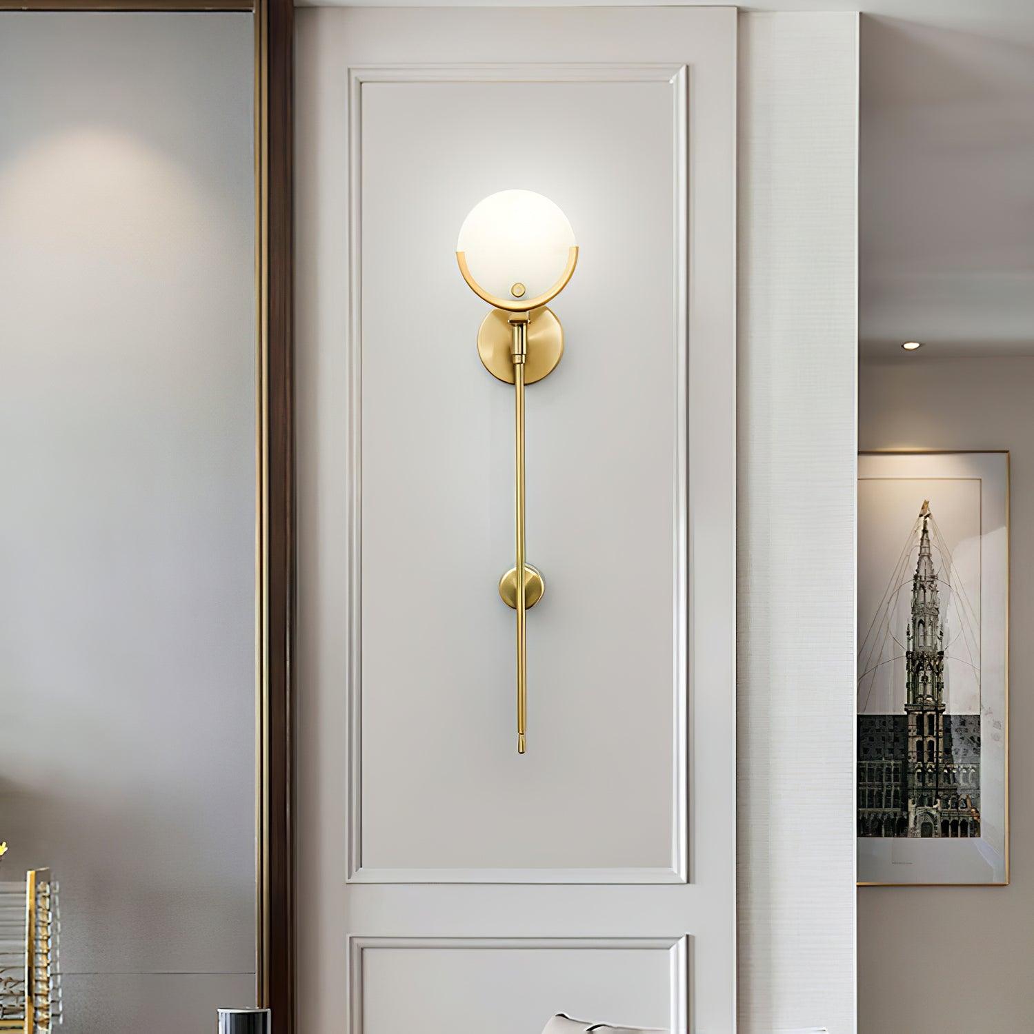 Modern Brass Wall Sconce with Natural Alabaster Shade for Luxury Indoor Lighting Decor
