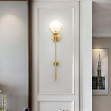 Modern Brass Wall Sconce with Natural Alabaster Shade for Luxury Indoor Lighting Decor