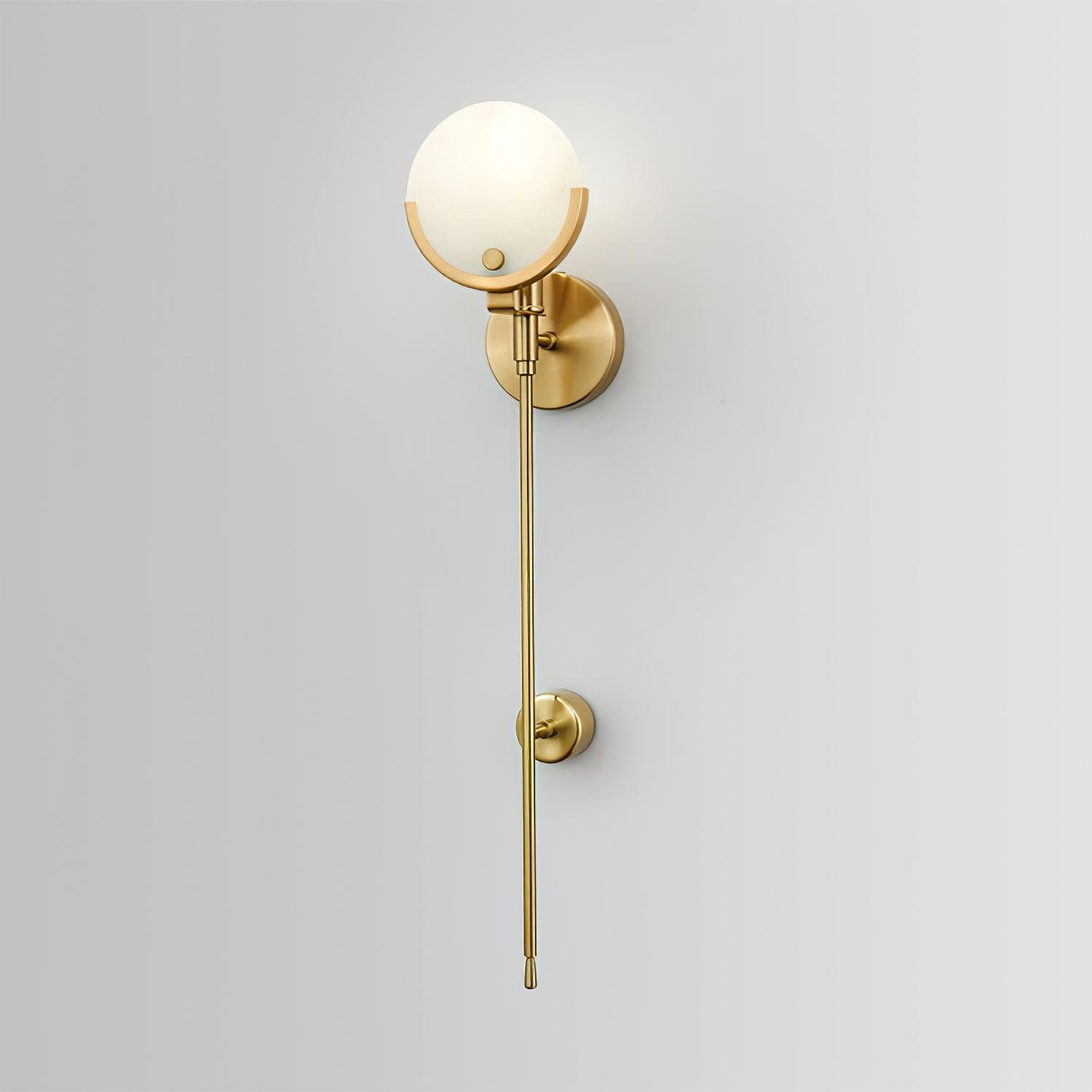 Modern Brass Wall Sconce with Natural Alabaster Shade for Luxury Indoor Lighting Decor