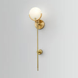 Modern Brass Wall Sconce with Natural Alabaster Shade for Luxury Indoor Lighting Decor