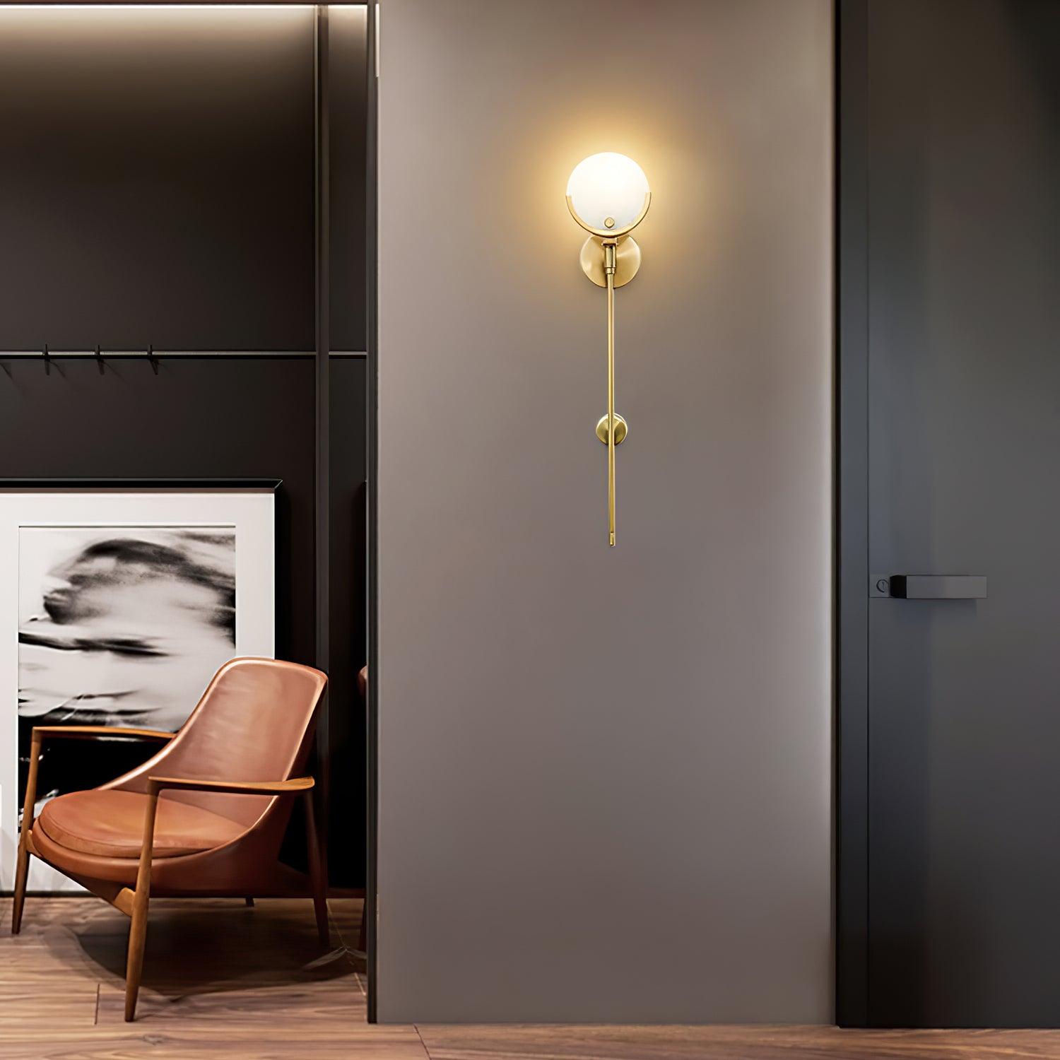 Modern Brass Wall Sconce with Natural Alabaster Shade for Luxury Indoor Lighting Decor