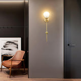Modern Brass Wall Sconce with Natural Alabaster Shade for Luxury Indoor Lighting Decor