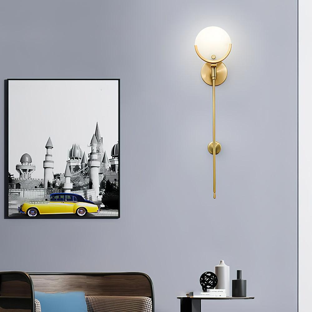 Modern Brass Wall Sconce with Natural Alabaster Shade for Luxury Indoor Lighting Decor