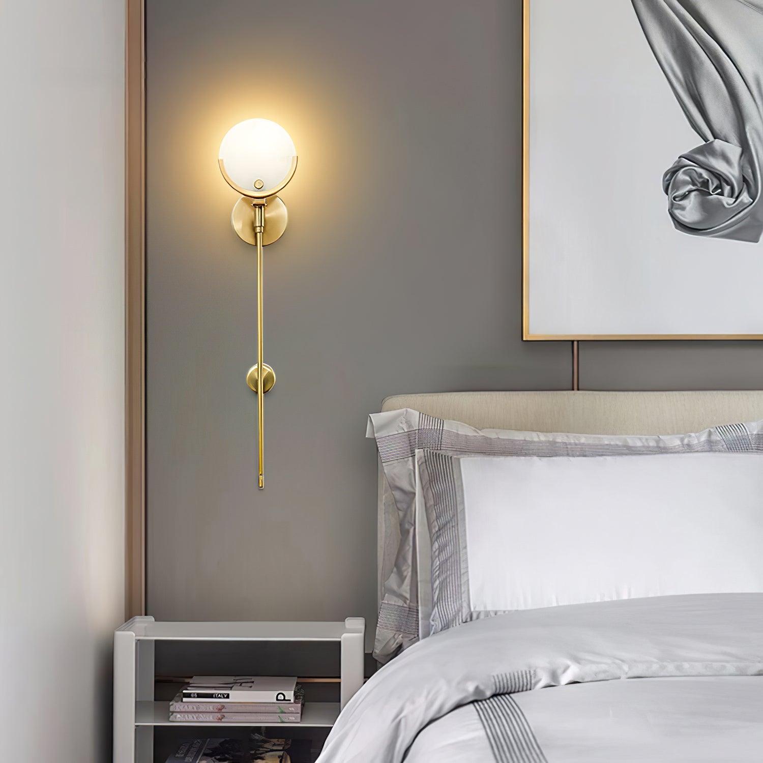Modern Brass Wall Sconce with Natural Alabaster Shade for Luxury Indoor Lighting Decor