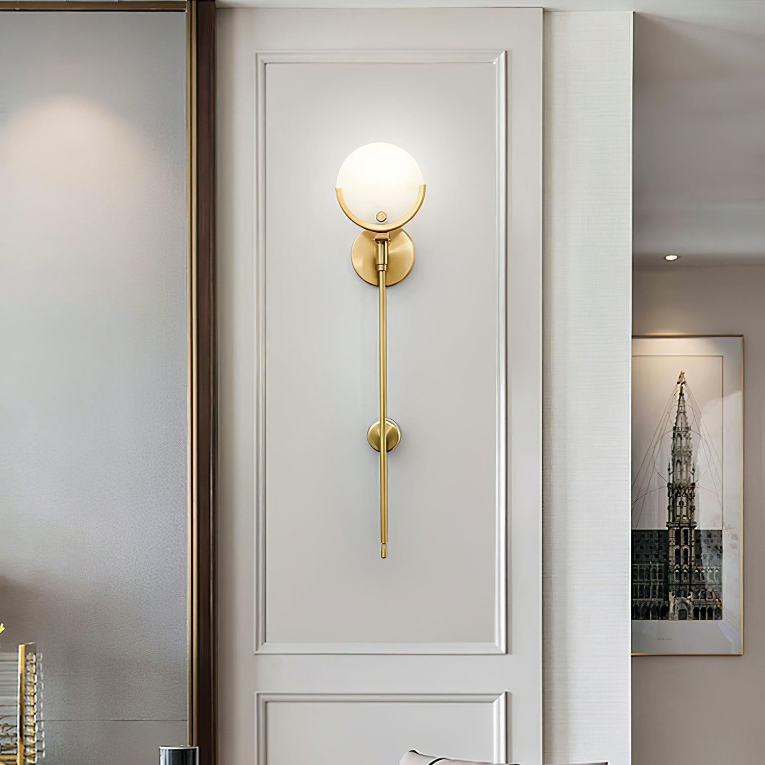 Modern Brass Wall Sconce with Natural Alabaster Shade for Luxury Indoor Lighting Decor