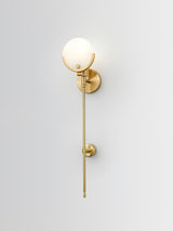 Modern Brass Wall Sconce with Natural Alabaster Shade for Luxury Indoor Lighting Decor