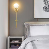 Modern Brass Wall Sconce with Natural Alabaster Shade for Luxury Indoor Lighting Decor