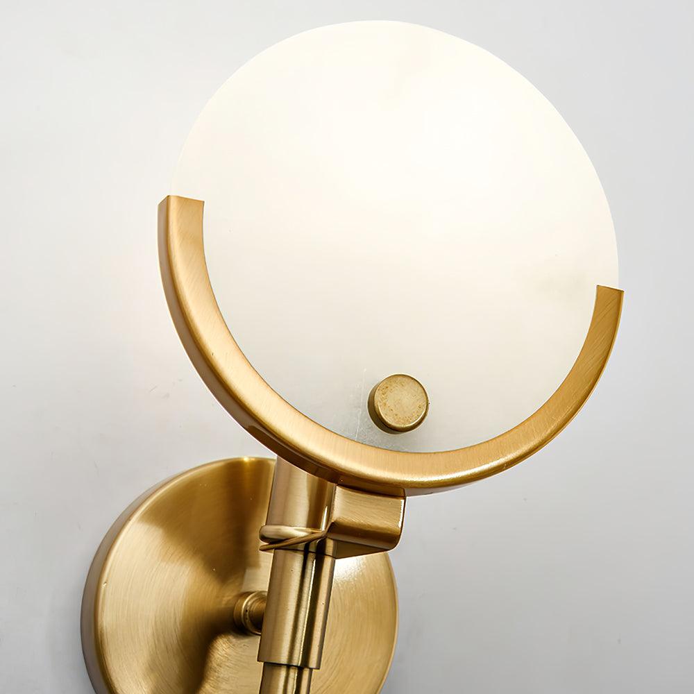 Modern Brass Wall Sconce with Natural Alabaster Shade for Luxury Indoor Lighting Decor