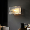 Modern Brass Wall Sconce with Rectangular Water Ripple Glass Shade for Bedroom