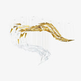 Modern Breeze Geometric LED Pendant Light with Textured Glass and Gold Finish