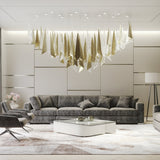 Modern Breeze Geometric LED Pendant Light with Textured Glass and Gold Finish