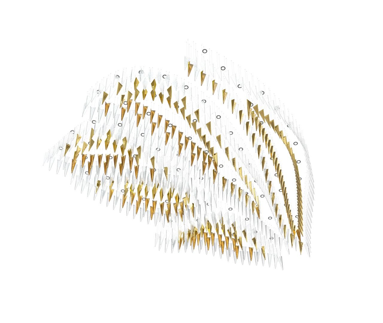 Modern Breeze Geometric LED Pendant Light with Textured Glass and Gold Finish