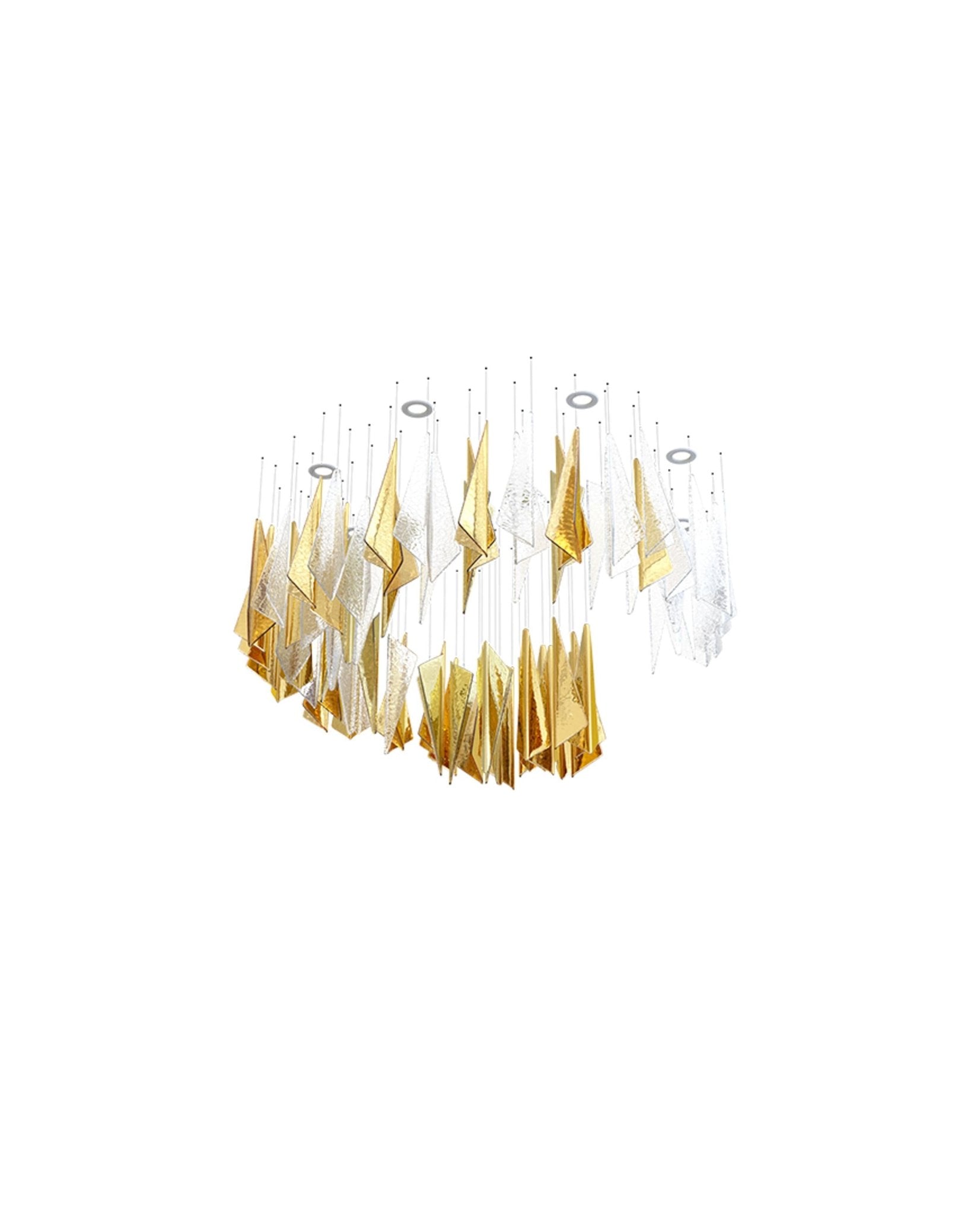 Modern Breeze Geometric LED Pendant Light with Textured Glass and Gold Finish