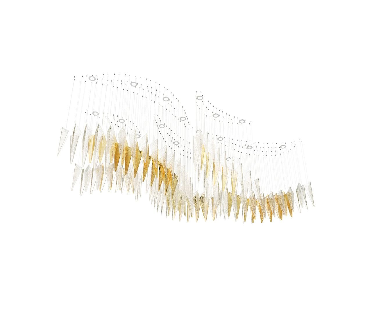 Modern Breeze Geometric LED Pendant Light with Textured Glass and Gold Finish