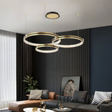 Modern Brushed Gold LED Ring Ceiling Lamp with 3 Step Dimming for Living Room