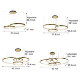 Modern Brushed Gold LED Ring Ceiling Lamp with 3 Step Dimming for Living Room