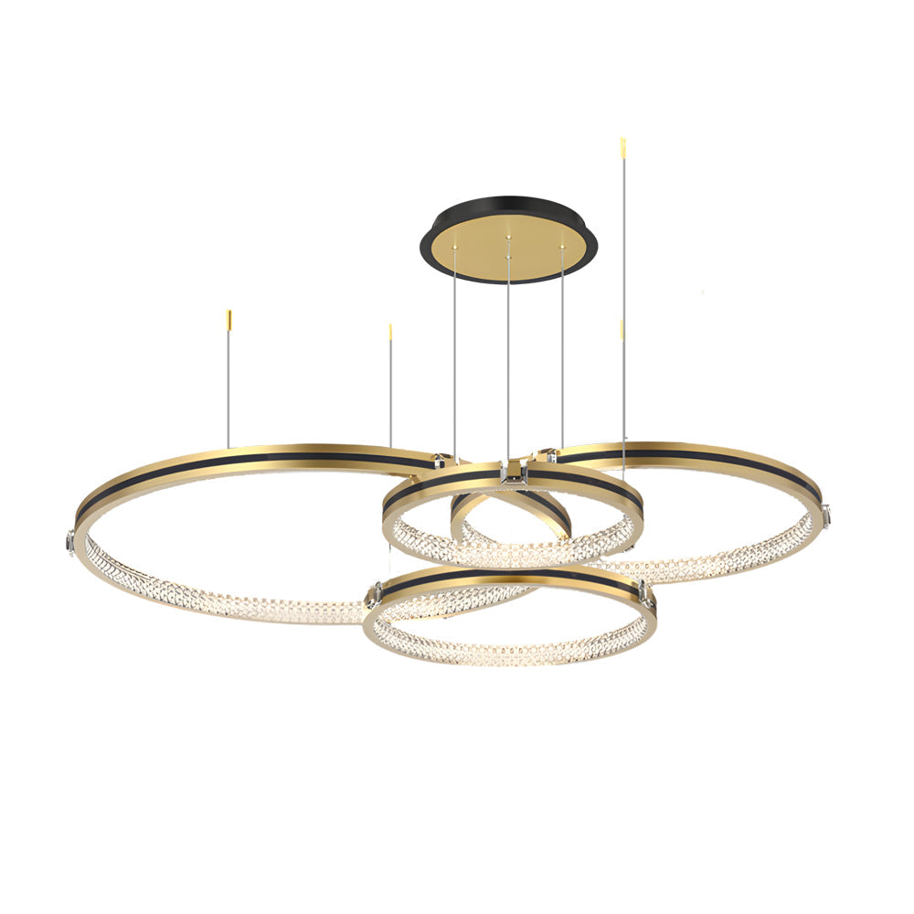 Modern Brushed Gold LED Ring Ceiling Lamp with 3 Step Dimming for Living Room
